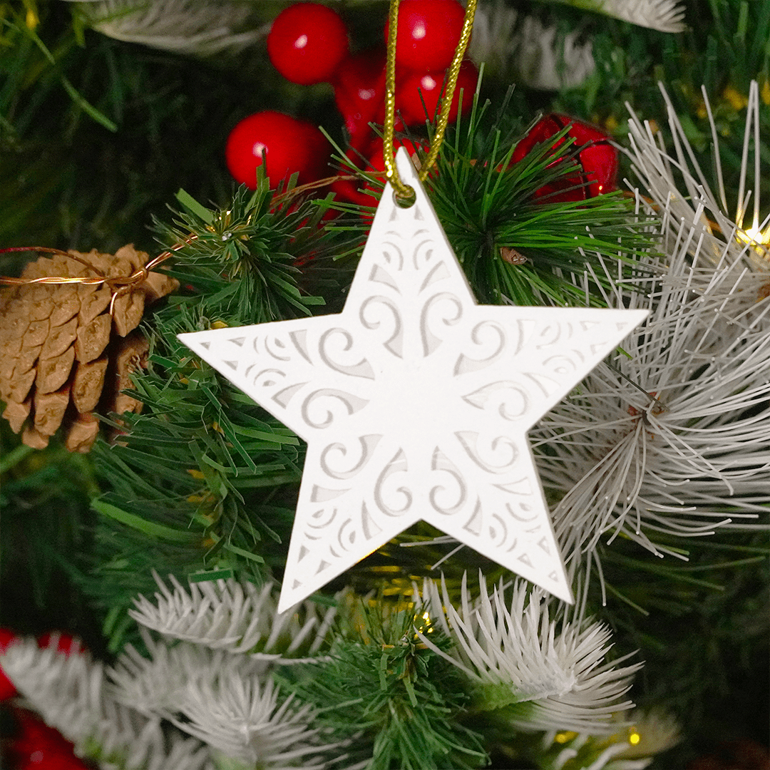 Set of 2 Acrylic Star Christmas Ornament – Elegant Clear Festive Hanging Décor - Memories InsiteACRYLIC STAR CHRISTMAS ORNAMENT SET OF-2